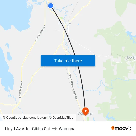 Lloyd Av After Gibbs Cct to Waroona map