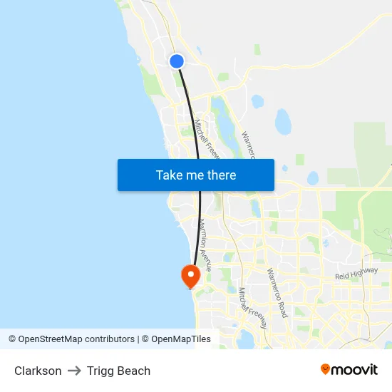Clarkson to Trigg Beach map