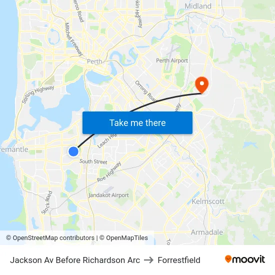 Jackson Av Before Richardson Arc to Forrestfield map