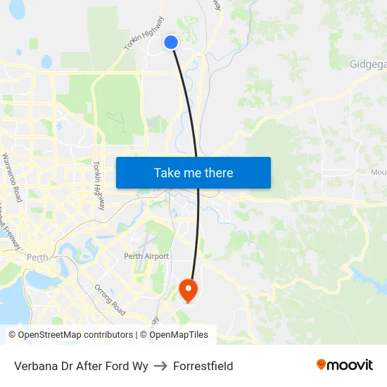 Verbana Dr After Ford Wy to Forrestfield map