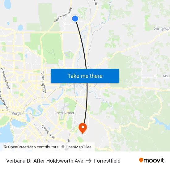 Verbana Dr After Holdsworth Ave to Forrestfield map
