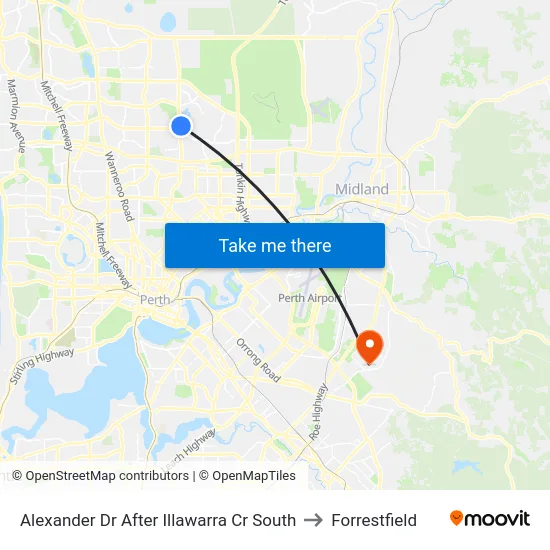 Alexander Dr After Illawarra Cr South to Forrestfield map