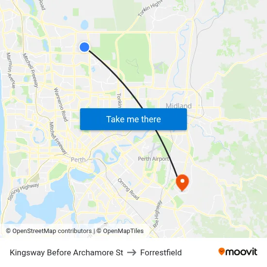 Kingsway   Before Archamore St to Forrestfield map