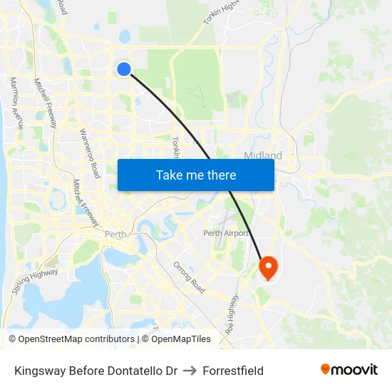 Kingsway   Before Dontatello Dr to Forrestfield map