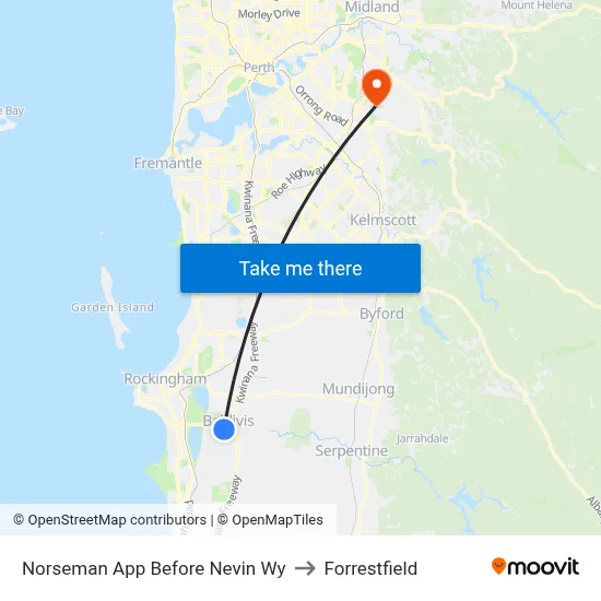 Norseman App Before Nevin Wy to Forrestfield map