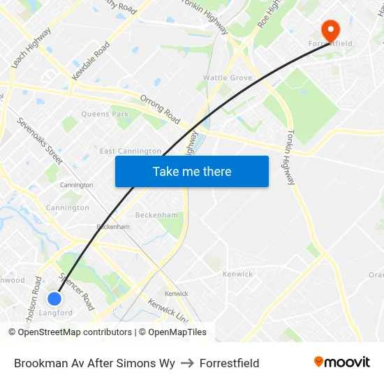 Brookman Av After Simons Wy to Forrestfield map
