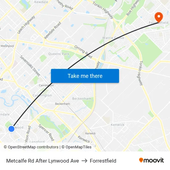 Metcalfe Rd After Lynwood Ave to Forrestfield map