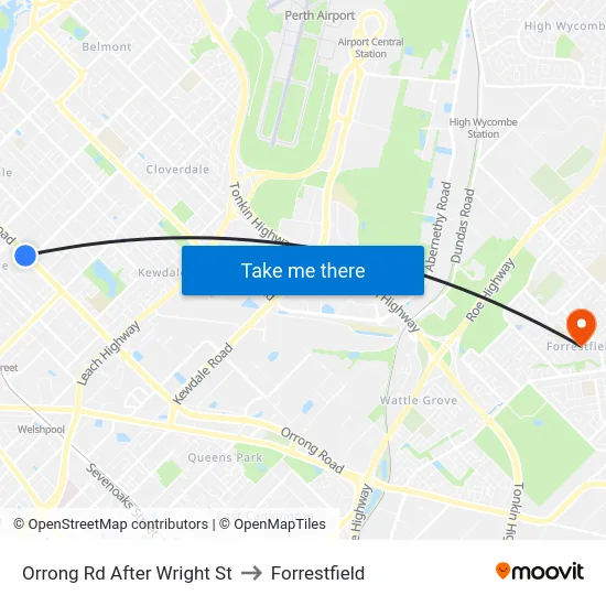 Orrong Rd After Wright St to Forrestfield map
