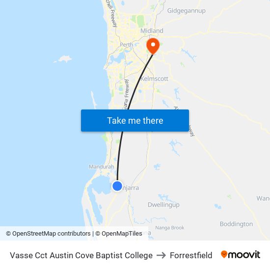 Vasse Cct Austin Cove Baptist College to Forrestfield map