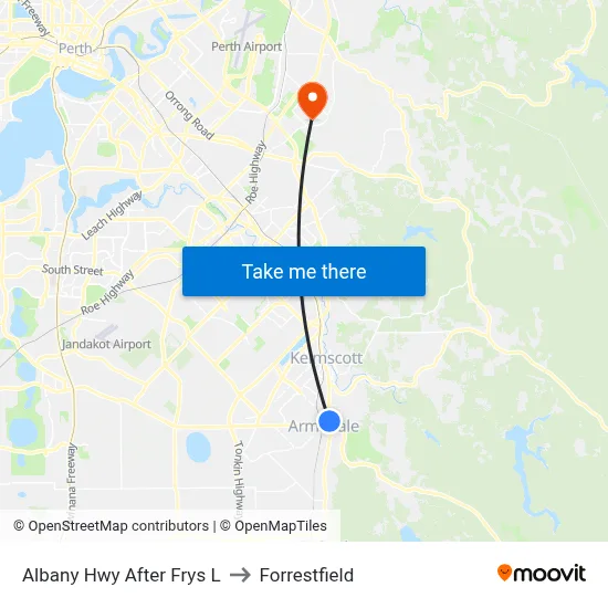 Albany Hwy After Frys L to Forrestfield map