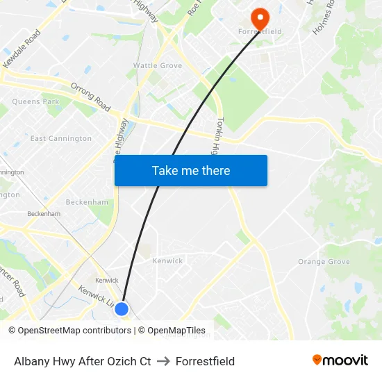 Albany Hwy After Ozich Ct to Forrestfield map