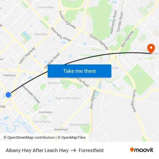 Albany Hwy After Leach Hwy to Forrestfield map