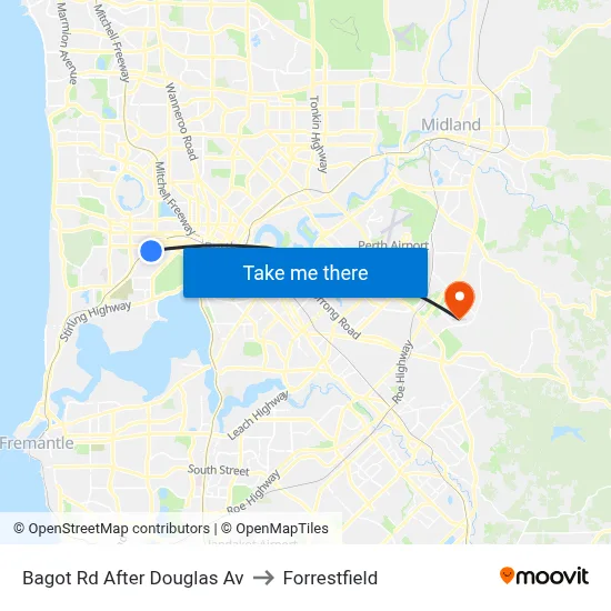 Bagot Rd After Douglas Av to Forrestfield map