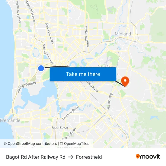 Bagot Rd After Railway Rd to Forrestfield map