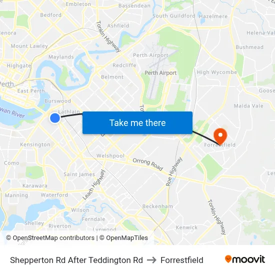 Shepperton Rd After Teddington Rd to Forrestfield map