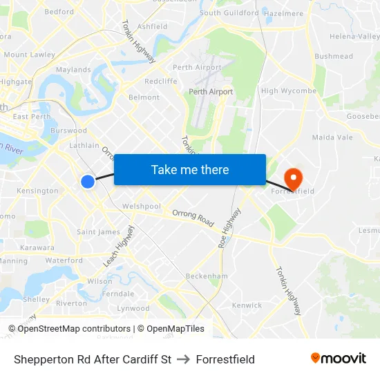 Shepperton Rd After Cardiff St to Forrestfield map