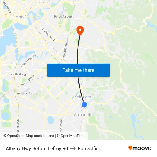Albany Hwy Before Lefroy Rd to Forrestfield map