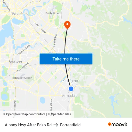 Albany Hwy After Ecko Rd to Forrestfield map
