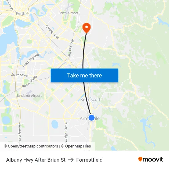 Albany Hwy After Brian St to Forrestfield map