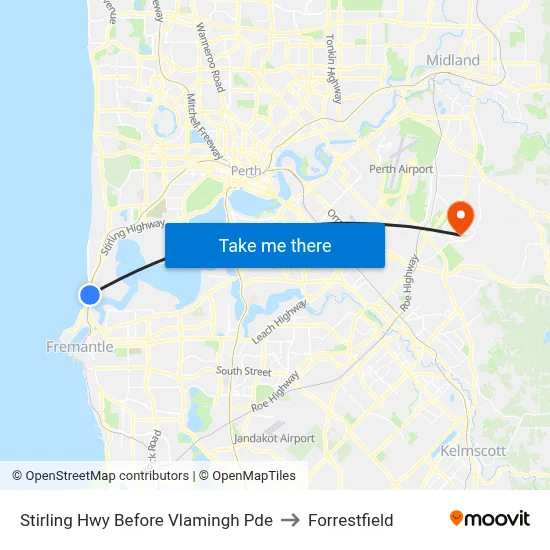 Stirling Hwy Before Vlamingh Pde to Forrestfield map