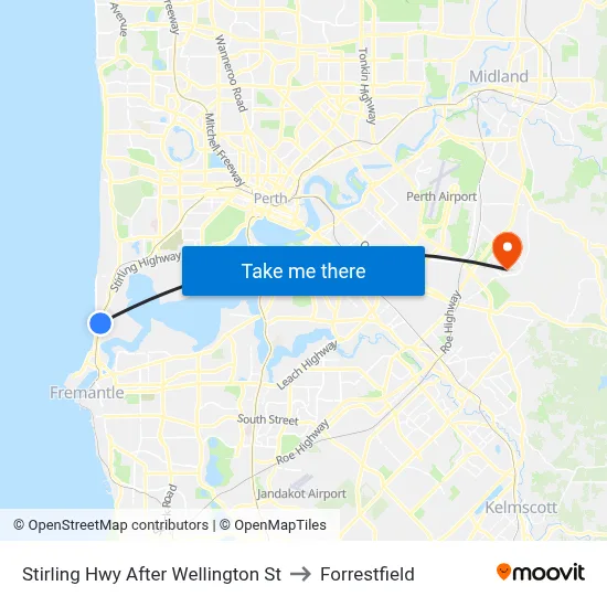Stirling Hwy After Wellington St to Forrestfield map