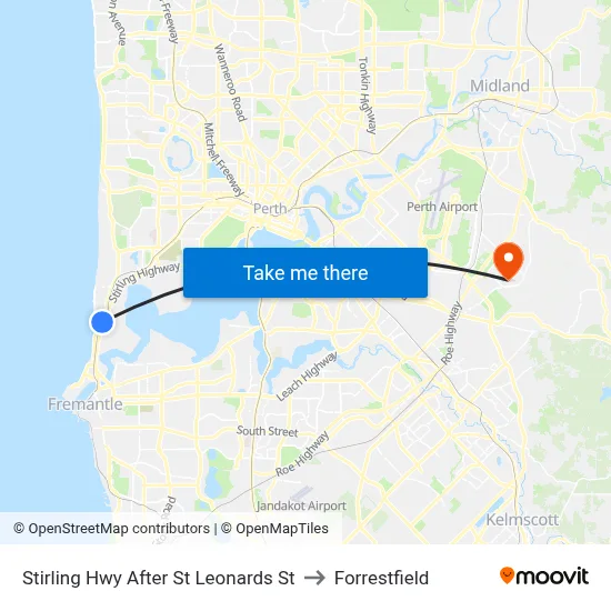 Stirling Hwy After St Leonards St to Forrestfield map