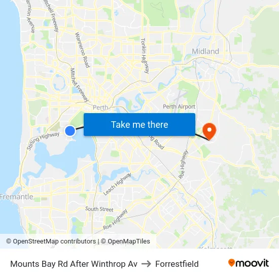 Mounts Bay Rd After Winthrop Av to Forrestfield map
