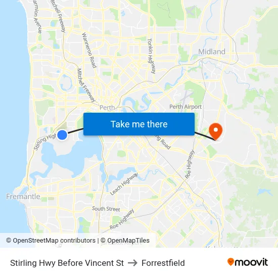 Stirling Hwy Before Vincent St to Forrestfield map