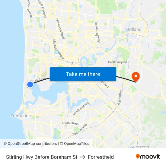 Stirling Hwy Before Boreham St to Forrestfield map