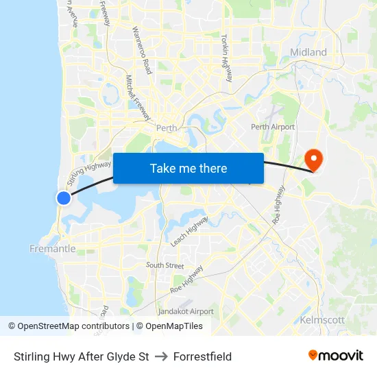 Stirling Hwy After Glyde St to Forrestfield map