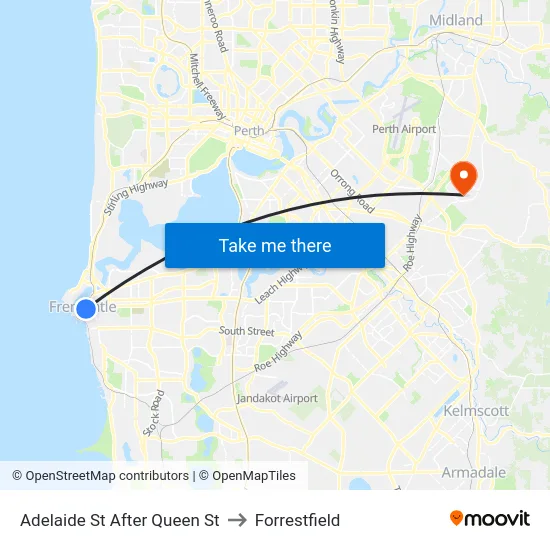 Adelaide St After Queen St to Forrestfield map