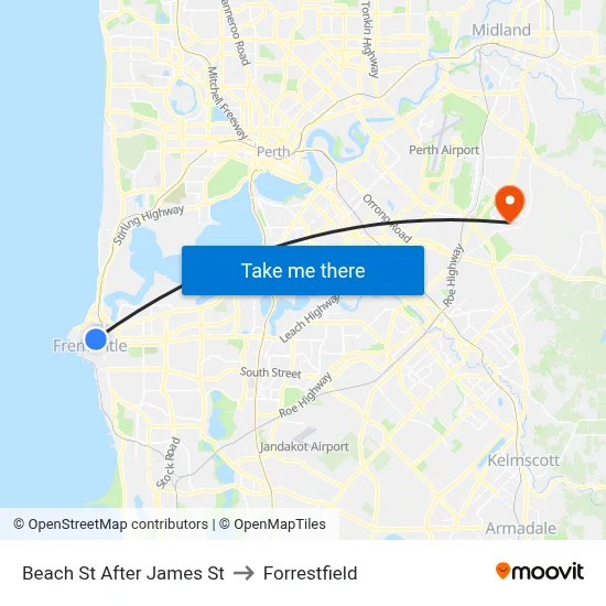Beach St After James St to Forrestfield map