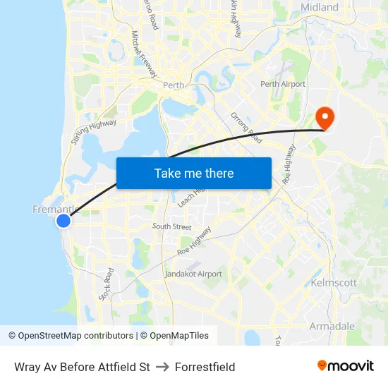 Wray Av Before Attfield St to Forrestfield map
