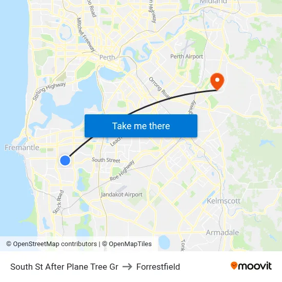 South St After Plane Tree Gr to Forrestfield map