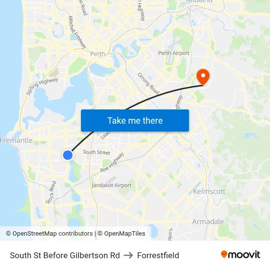 South St Before Gilbertson Rd to Forrestfield map