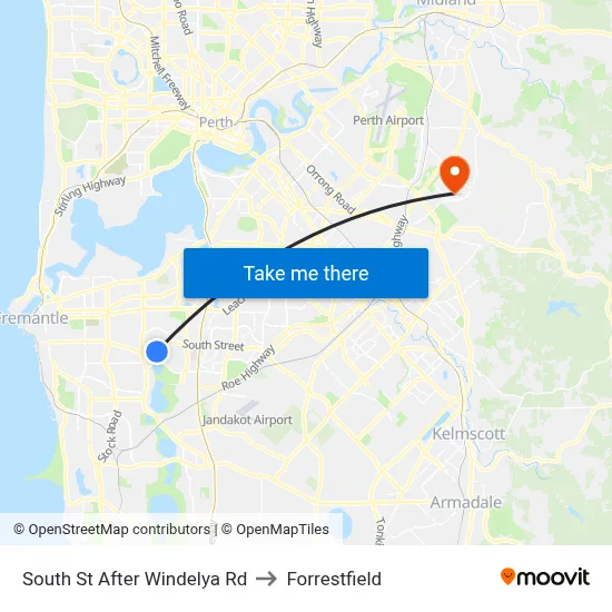 South St After Windelya Rd to Forrestfield map