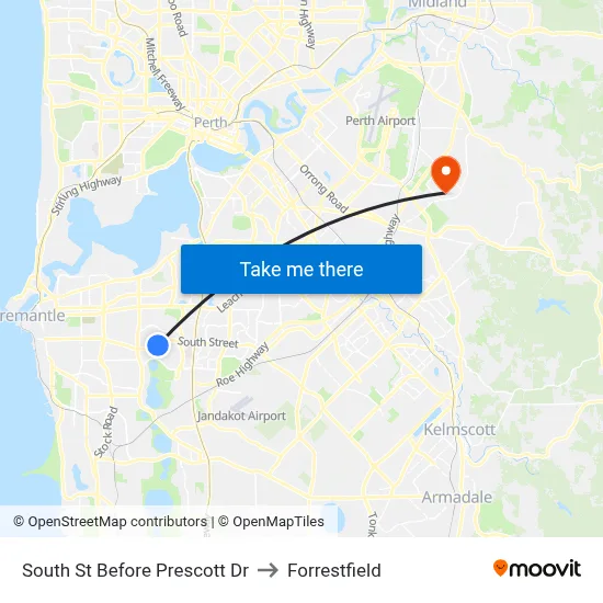 South St Before Prescott Dr to Forrestfield map