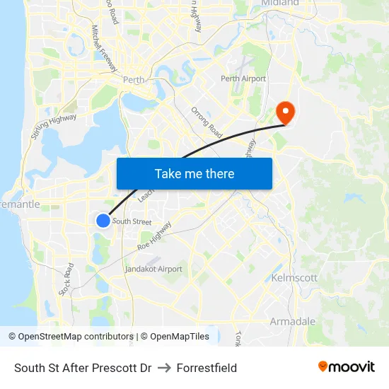 South St After Prescott Dr to Forrestfield map