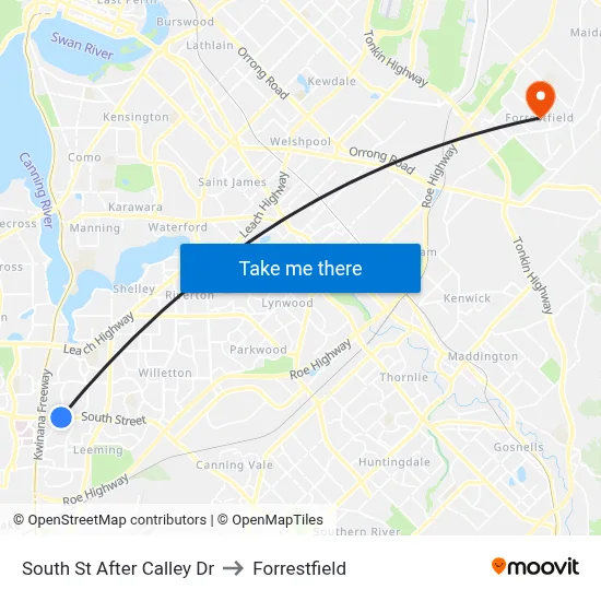 South St After Calley Dr to Forrestfield map