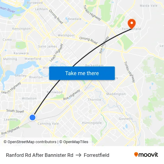 Ranford Rd After Bannister Rd to Forrestfield map