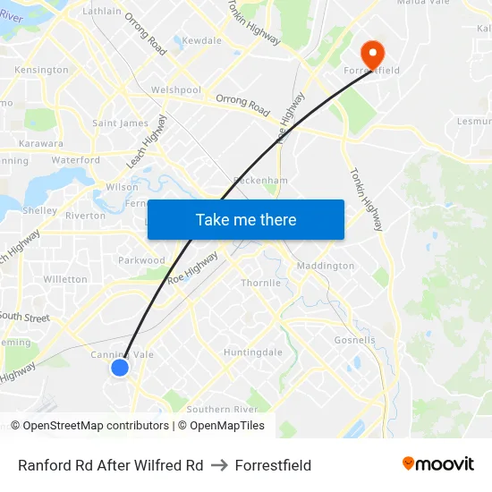 Ranford Rd After Wilfred Rd to Forrestfield map