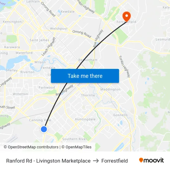 Ranford Rd - Livingston Marketplace to Forrestfield map