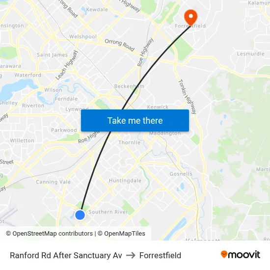 Ranford Rd After Sanctuary Av to Forrestfield map