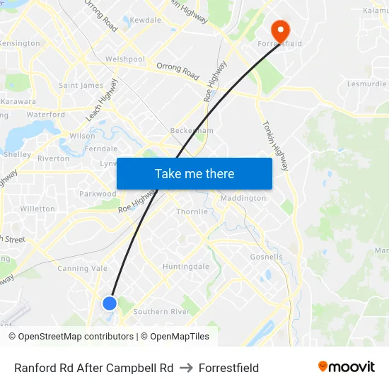 Ranford Rd After Campbell Rd to Forrestfield map