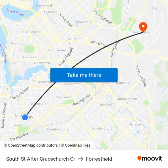 South St After Gracechurch Cr to Forrestfield map