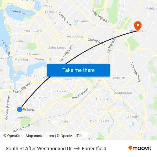 South St After Westmorland Dr to Forrestfield map