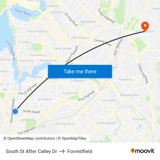 South St After Calley Dr to Forrestfield map