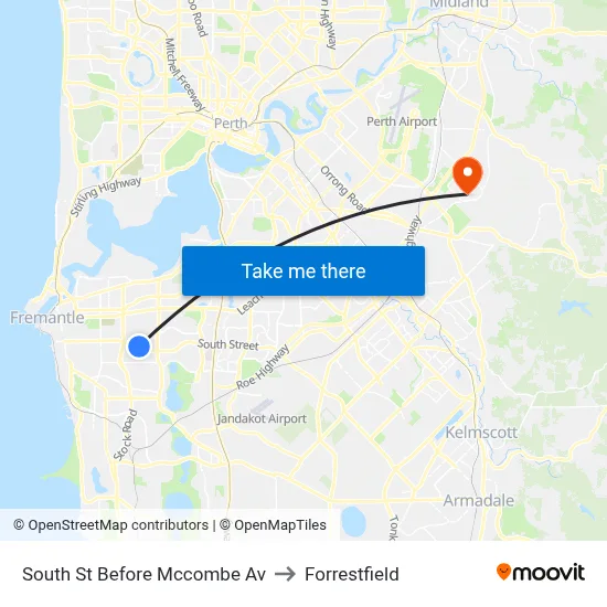 South St Before Mccombe Av to Forrestfield map