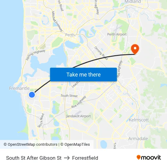 South St After Gibson St to Forrestfield map