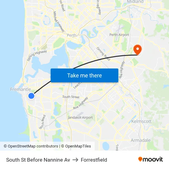 South St Before Nannine Av to Forrestfield map